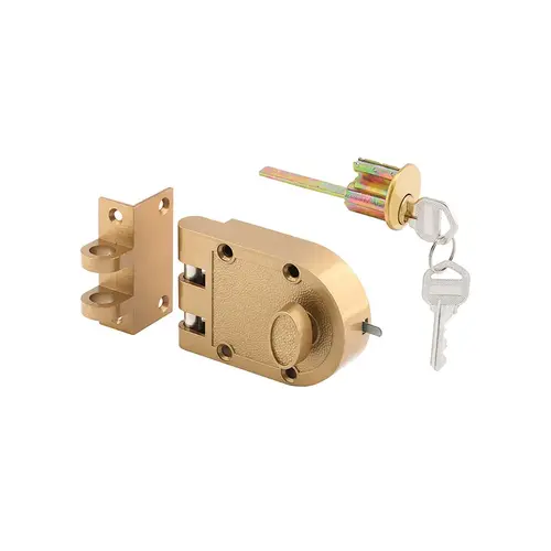 Deadlock - Single Cylinder Diecast Metal Lock With A Brass Finish And Angle Strike (Single Pack)