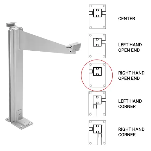 Custom 995 Partition Post Right End with Top Shelf Bracket for 1/4" and 3/16" Glass - Satin Anodized Custom 995 Partition Post Right End with Top Shelf Bracket for 1/4" and 3/16" Glass - Satin Anodized