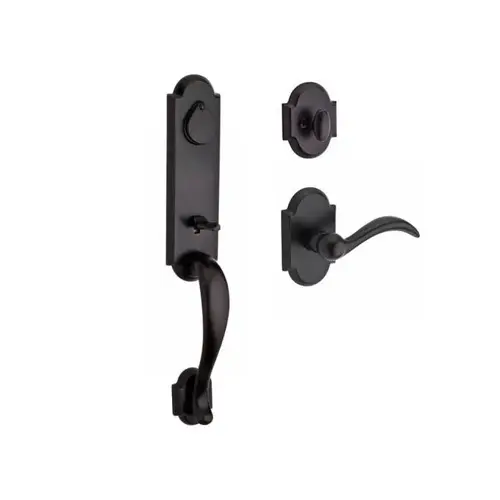 Full Dummy Kodiak Handleset Right Hand Arch Lever and Rustic Arch Rose For Thick Door Dark Bronze Finish