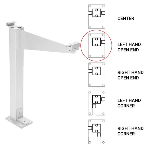 Custom 995 Partition Post Left End with Top Shelf Bracket for 1/4" and 3/16" Glass - Brite Anodized Custom 995 Partition Post Left End with Top Shelf Bracket for 1/4" and 3/16" Glass - Brite Anodized
