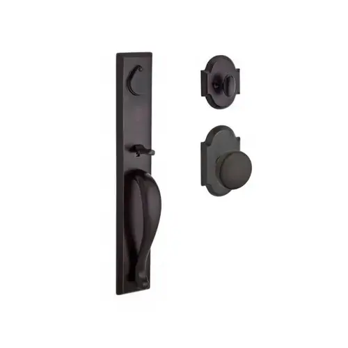 Full Dummy Longview Handleset Rustic Knob and Rustic Arch Rose Dark Bronze Finish Full Dummy Longview Handleset Rustic Knob and Rustic Arch Rose Dark Bronze Finish