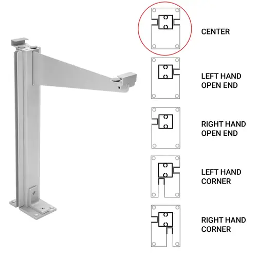 Custom 995 Partition Post Center with Top Shelf Bracket for 1/4" and 3/16" Glass - Satin Anodized Custom 995 Partition Post Center with Top Shelf Bracket for 1/4" and 3/16" Glass - Satin Anodized