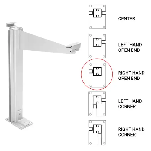 Custom 995 Partition Post Right End with Top Shelf Bracket for 1/4" and 3/16" Glass - Brite Anodized Custom 995 Partition Post Right End with Top Shelf Bracket for 1/4" and 3/16" Glass - Brite Anodized
