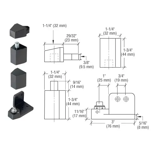 Offset Pivot Hinge Set Right Hand Type Dark Bronze Finish Offset Pivot Hinge Set Right Hand Type Dark Bronze Finish