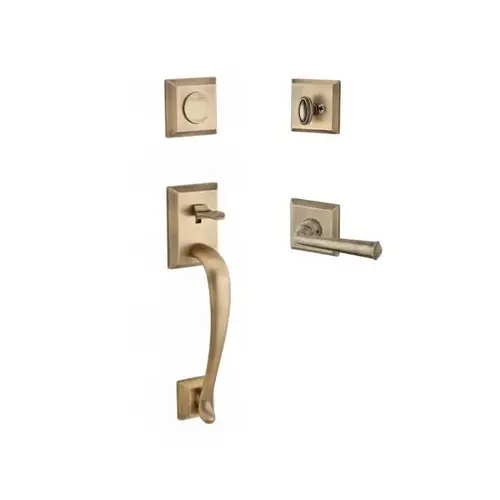 Full Dummy Napa Handleset Left Hand Federal Lever and Traditional Square Rose Matte Brass and Black Finish Full Dummy Napa Handleset Left Hand Federal Lever and Traditional Square Rose Matte Brass and Black Finish