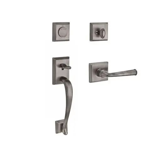Full Dummy Napa Handleset Right Hand Federal Lever and Traditional Square Rose Matte Antique Nickel Finish Full Dummy Napa Handleset Right Hand Federal Lever and Traditional Square Rose Matte Antique Nickel Finish