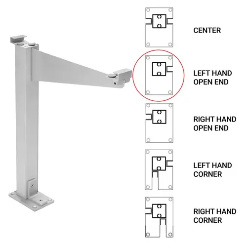Custom 995 Partition Post Left End with Top Shelf Bracket for 1/4" and 3/16" Glass - Satin Anodized Custom 995 Partition Post Left End with Top Shelf Bracket for 1/4" and 3/16" Glass - Satin Anodized