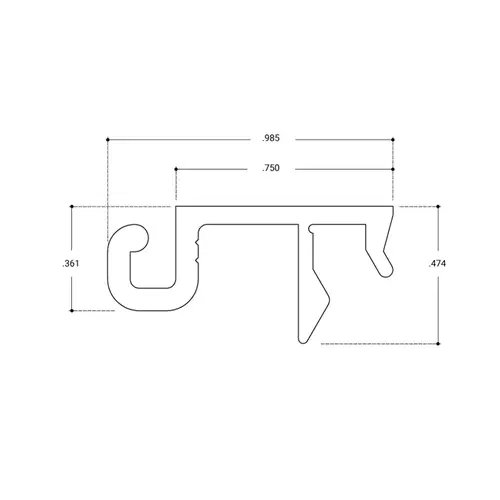 Aluminum 2" X 4-1/2" 1/4" Offset Glazing Adapter - 24'-1" Length - Clear Anodized Aluminum 2" X 4-1/2" 1/4" Offset Glazing Adapter - 24'-1" Length - Clear Anodized