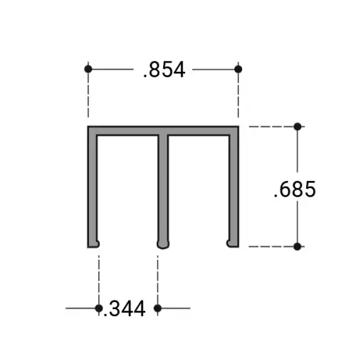 Upper Track For 1/4" Sliding Glass Panels- Black 84" Length Upper Track For 1/4" Sliding Glass Panels- Black 84" Length