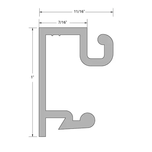 Aluminum 1-3/4" x 4-1/2" Center Glaze Transom Sash Glass Stop 1/4 -3/8" Glass - 24'-1" Length - Clear Anodized Aluminum 1-3/4" x 4-1/2" Center Glaze Transom Sash Glass Stop 1/4 -3/8" Glass - 24'-1" Length - Clear Anodized