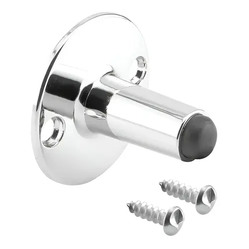 Door Stop - 2" Projection - Zamak (Cast Construction) - Chrome Plated Finish (Single Pack)