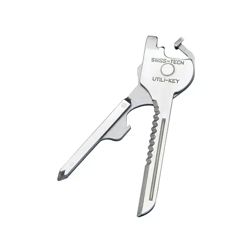 Polished Stainless Steel 6-In-1 Key Ring Multitool With Screwdrivers - Pliers - Wire