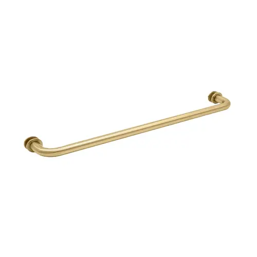 Single Sided Towel Bar, Brass Material, Tubular Construction, 20" Center To Center, Tempered Glass Compatible, Satin Brass Finish Single Sided Towel Bar, Brass Material, Tubular Construction, 20" Center To Center, Tempered Glass Compatible, Satin Brass Finish