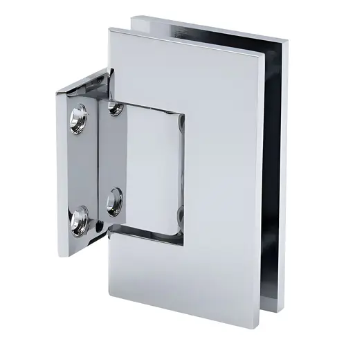 Glendale Square 5 Degree Positive Close Wall Mount Hinge, Brass with Stainless Steel Back Plate, Short Back Plate, Polished Chrome Finish