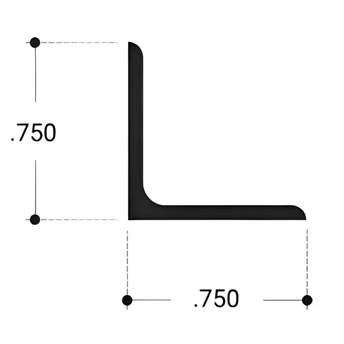 3/4" Aluminum Angle Extrusion Dark Black/Bronze Anodized  72" Length