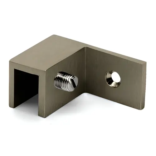 Left Hand Wall Mount Slip Fit Glass Clamp, Brass Material, 5/16" to 1/2" Glazing Thickness, Brushed Bronze Finish