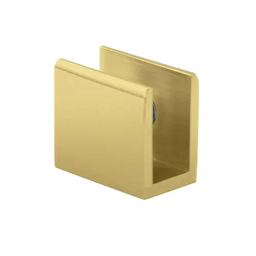 Square Wall Mount Shelf Clamp, Brass Material, Wall Mount type, 5/16" to 3/8" Glazing Thickness, Satin Brass Finish