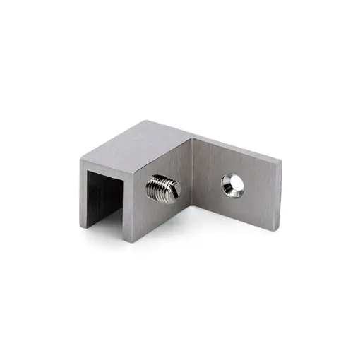 Left Hand Wall Mount Slip Fit Glass Clamp, Brass Material, 5/16" to 1/2" Glazing Thickness, Brushed Nickel Finish
