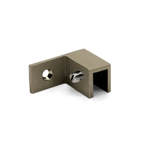 Right Hand Wall Mount Slip Fit Glass Clamp, Brass Material, 5/16" to 1/2" Glazing Thickness, Brushed Bronze Finish