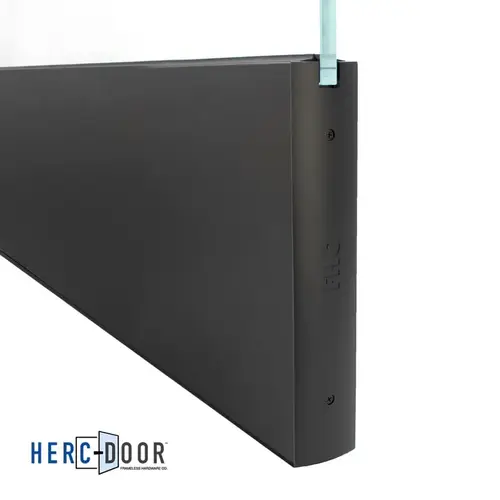 10" Tall Square Sidelite Rail 1/2" Glass 120" Length With Reversible Saddle - Matte Black 10" Tall Square Sidelite Rail 1/2" Glass 120" Length With Reversible Saddle - Matte Black