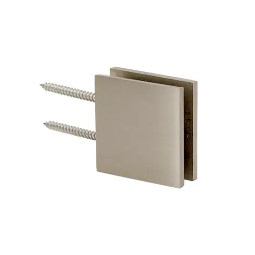 Notch Style Wall Mount Clamp Double Mounting Holes, Brass Material, Square Design, 2" Height, 2" Width, Polished Nickel Finish