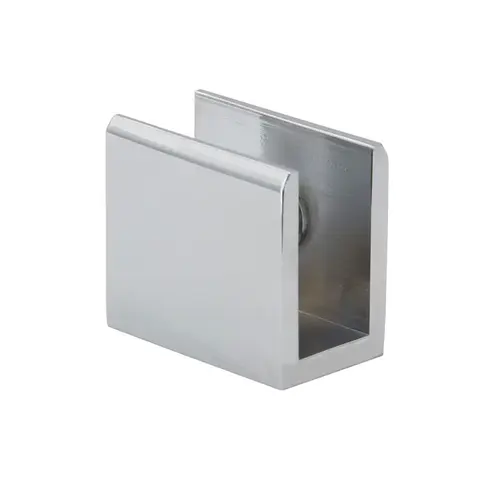 Square Wall Mount Shelf Clamp, Brass Material, Wall Mount type, 5/16" to 3/8" Glazing Thickness, Polished Chrome Finish