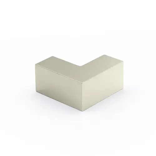 90 Degree Slip Fit Glass Clamp, Brass Material, 3/8" to 1/2" Glazing Thickness, 1" Height, 2" Width, Polished Nickel Finish