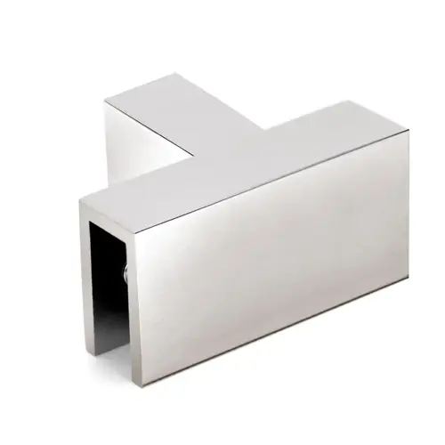 Slip Fit 90 Degree 'T' Glass Clamp, Brass Material, Sleeve Over mounting, 5/16" to 1/2" Glazing Thickness, Polished Nickel Finish