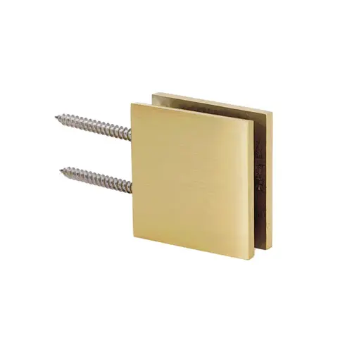 Notch Style Wall Mount Clamp Double Mounting Holes, Brass Material, Square Design, 2" Height, 2" Width, Satin Brass Finish