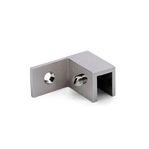 Right Hand Wall Mount Slip Fit Glass Clamp, Brass Material, 5/16" to 1/2" Glazing Thickness, Brushed Nickel Finish