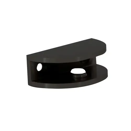 Rounded Wall Mount Shelf Clamp, Brass Material, 1/4" to 3/8" Glazing Thickness, 1" Depth, Matte Black Finish