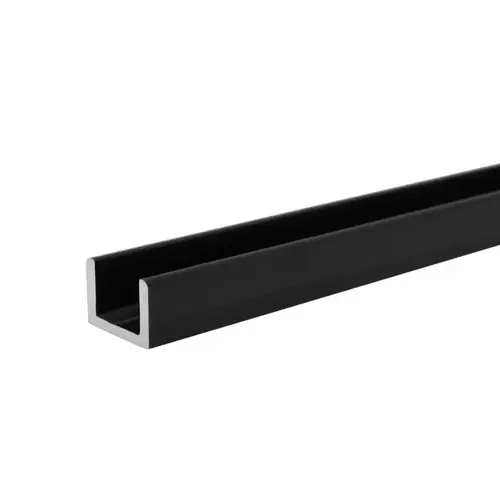 3/8" Low Profile U-Channel for 1/2" Glass - Matte Black 84" Length - pack of 50 3/8" Low Profile U-Channel for 1/2" Glass - Matte Black 84" Length - pack of 50