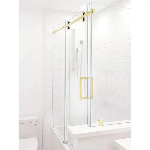 Denali Series 180 Degree Sliding Shower Door Kit - Satin Brass Denali Series 180 Degree Sliding Shower Door Kit - Satin Brass