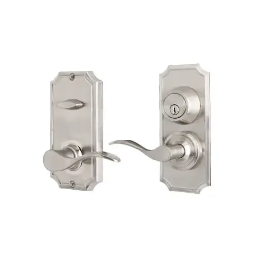 Unigard Left Hand Bordeau Interconnected Entry with 2-3/8" Latch and Round Corner Strikes Satin Nickel Finish