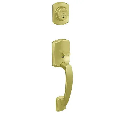 Greenwich Exterior Active Handleset Only with C Keyway Satin Brass Finish Greenwich Exterior Active Handleset Only with C Keyway Satin Brass Finish