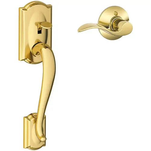 CAM x ACC 505 RH - Front Entry Camelot Handleset, Accent Lever, Bright Brass CAM x ACC 505 RH - Front Entry Camelot Handleset, Accent Lever, Bright Brass