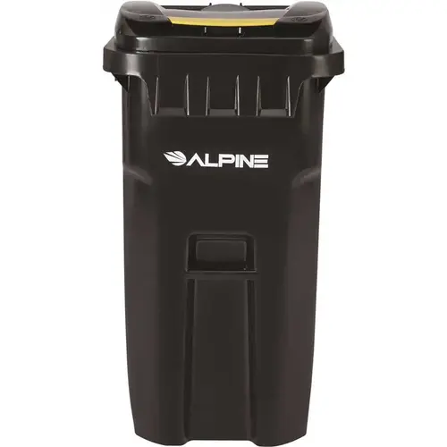64 Gallon Black Wheeled Rectangular Trash Can Receptacle W/lid
