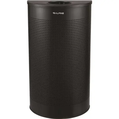 12 Gallon Stainless Steel Perforate Half Round Waste Bin Black
