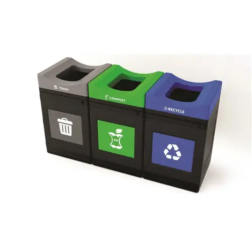 Commercial Zone Avante 3-Stream Trash, Recycling And Compost Center, 3-55-Gallon Open Top Units, Liners Included Commercial Zone Avante 3-Stream Trash, Recycling And Compost Center, 3-55-Gallon Open Top Units, Liners Included