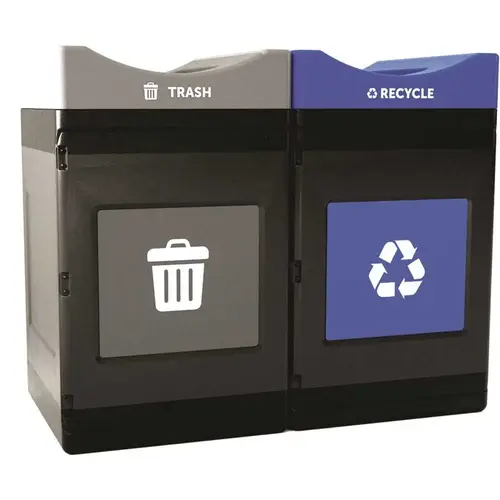 Commercial Zone Avante 2-Stream Trash And Recycling Center, 55-Gallon Trash And Recycle Open Top Units, Liners Included Commercial Zone Avante 2-Stream Trash And Recycling Center, 55-Gallon Trash And Recycle Open Top Units, Liners Included