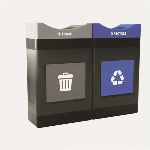 Commercial Zone Avante 2-Stream Trash And Recycling Center, 2-30-Gallon Shallow Open Top Units, Liners Included Commercial Zone Avante 2-Stream Trash And Recycling Center, 2-30-Gallon Shallow Open Top Units, Liners Included