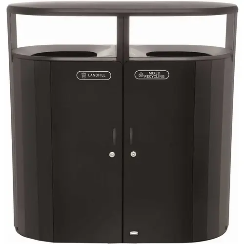 Resist Dual Strm Trash/recycle 2x33 Gal Txt Blk/blk Gloss Resist Dual Strm Trash/recycle 2x33 Gal Txt Blk/blk Gloss