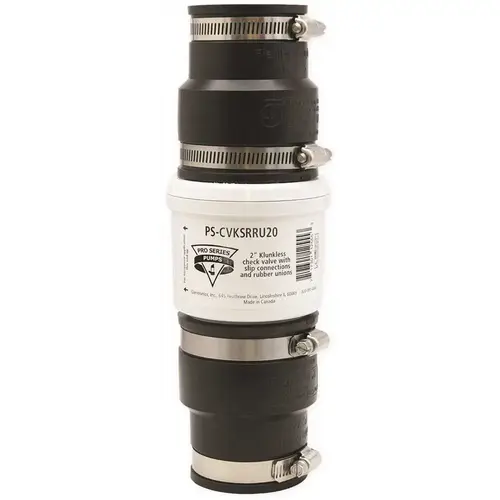 2.0" Quiet PVC Check Valve Rubber Unions Steel Hose Clamps