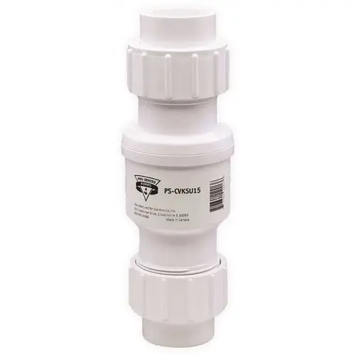 1.5" PVC Klunkless Check Valve With Slip Union Connections