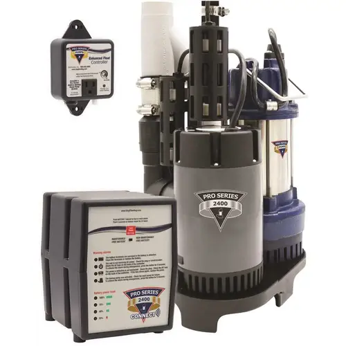 Combination 1/2 HP Primary Battery Backup Sump Pump System