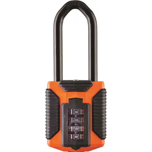 All Terrain Combination Padlock, 4 Wheel, Open Shackle, Orange