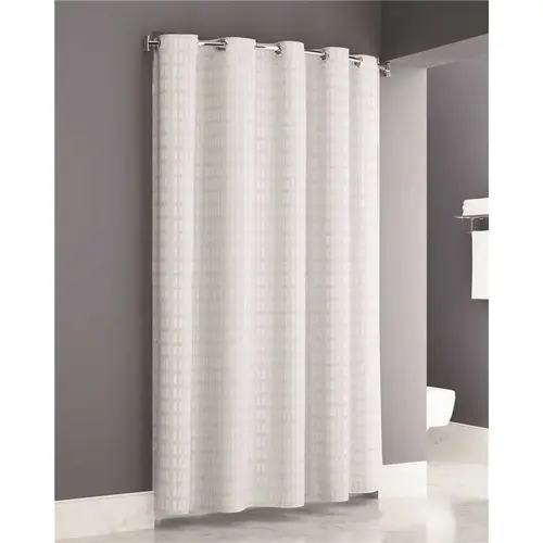 Enda Easy Hang White Shower Curtain 71x74 Hook White