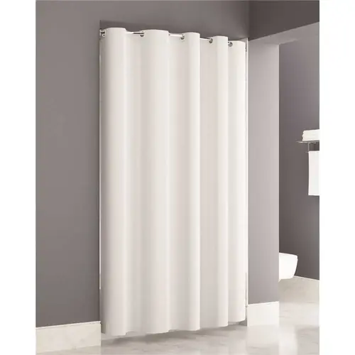 Gem Easy Hang White Shower Curtain 71x77 Hook White