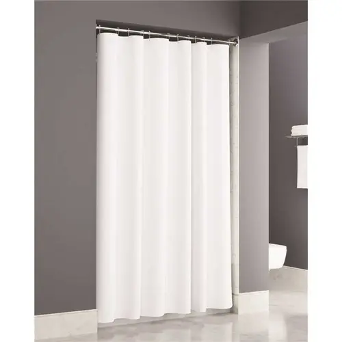 Plainweave Regular White Shower Curtain 72x72 Sewn Buttonhole - pack of 12 Plainweave Regular White Shower Curtain 72x72 Sewn Buttonhole - pack of 12