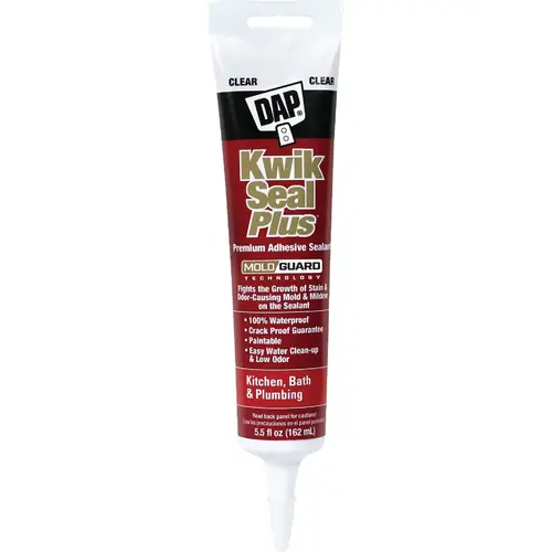Kwik Seal Plus 5.5 oz. Clear Premium Kitchen and Bath Siliconized Caulk